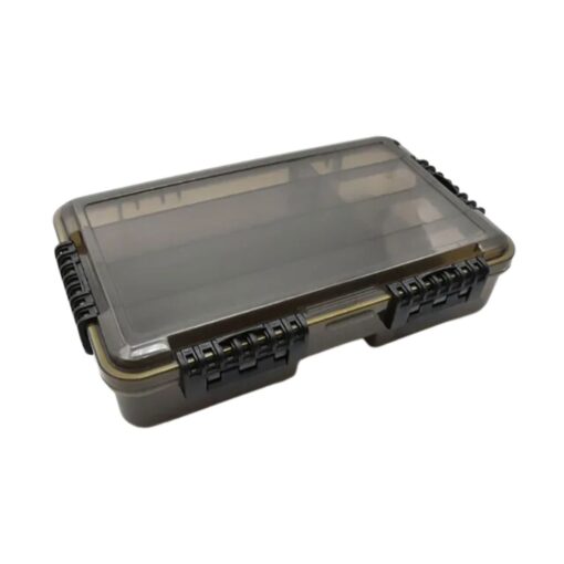 Caja de aparejos de pesca café ahumada