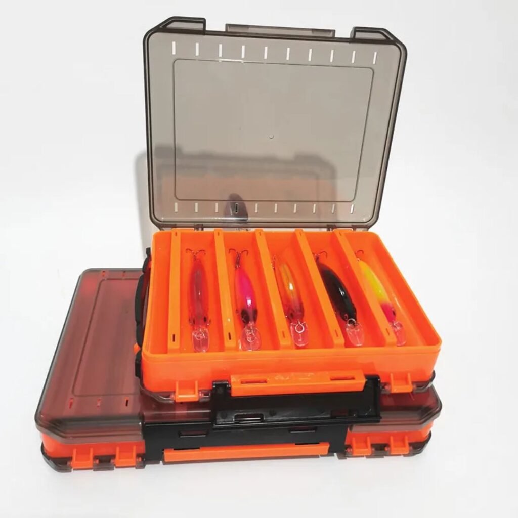 Caja de aparejos de pesca doble cara naranja 20x17x5 cms