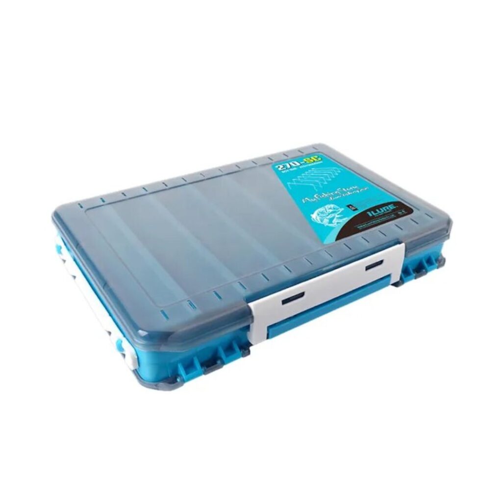 Caja de aparejos de pesca doble cara azul