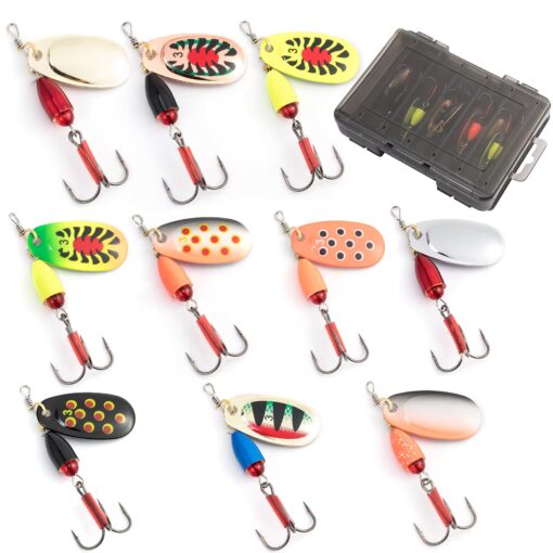 Set 10 Spinners de pesca 7g nro 3 + Caja organizadora
