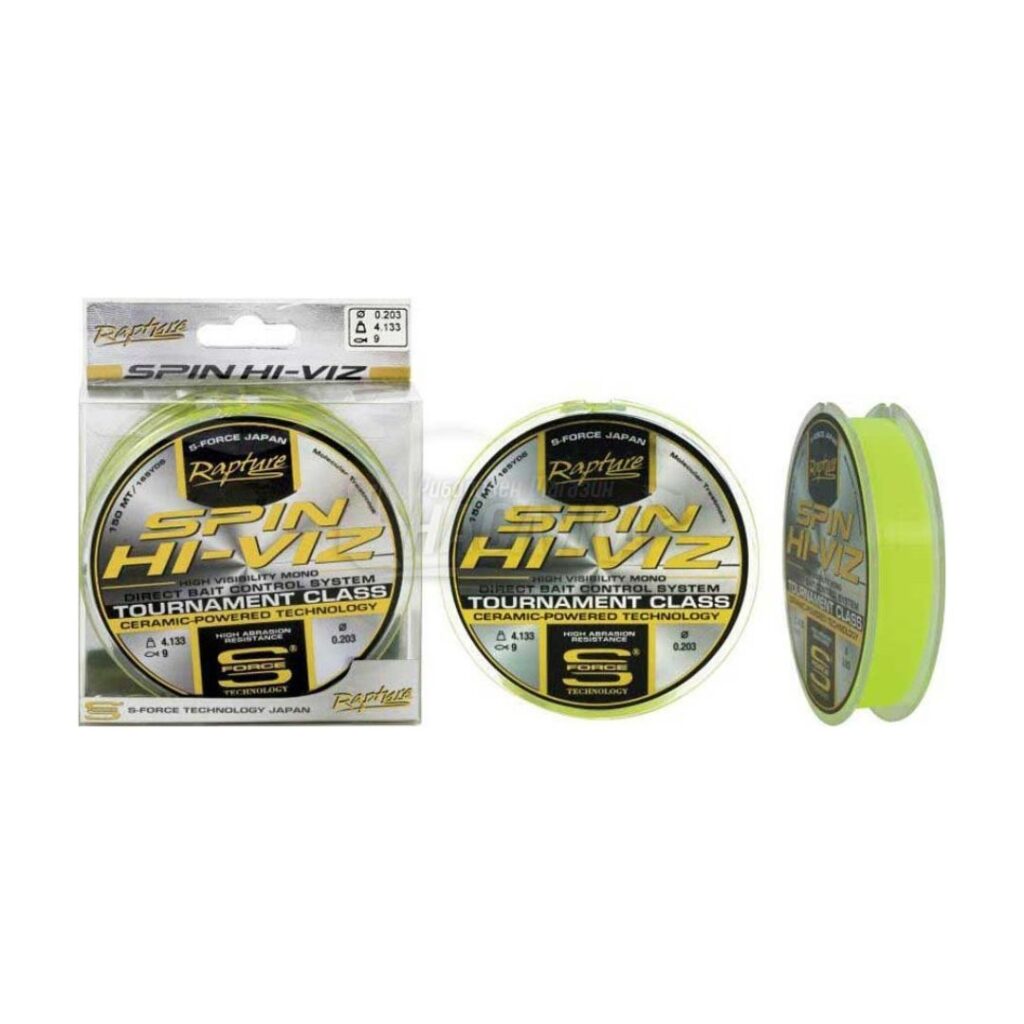 Nylon de pesca Rapture Spin Hi-Viz 0.221mm 5.511kg 150 metros amarillo