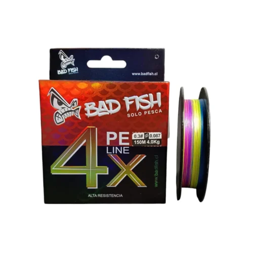 Multifilamento Bad Fish 4 hebras - 150m / 0,10mm - 5,5kg - Multicolor