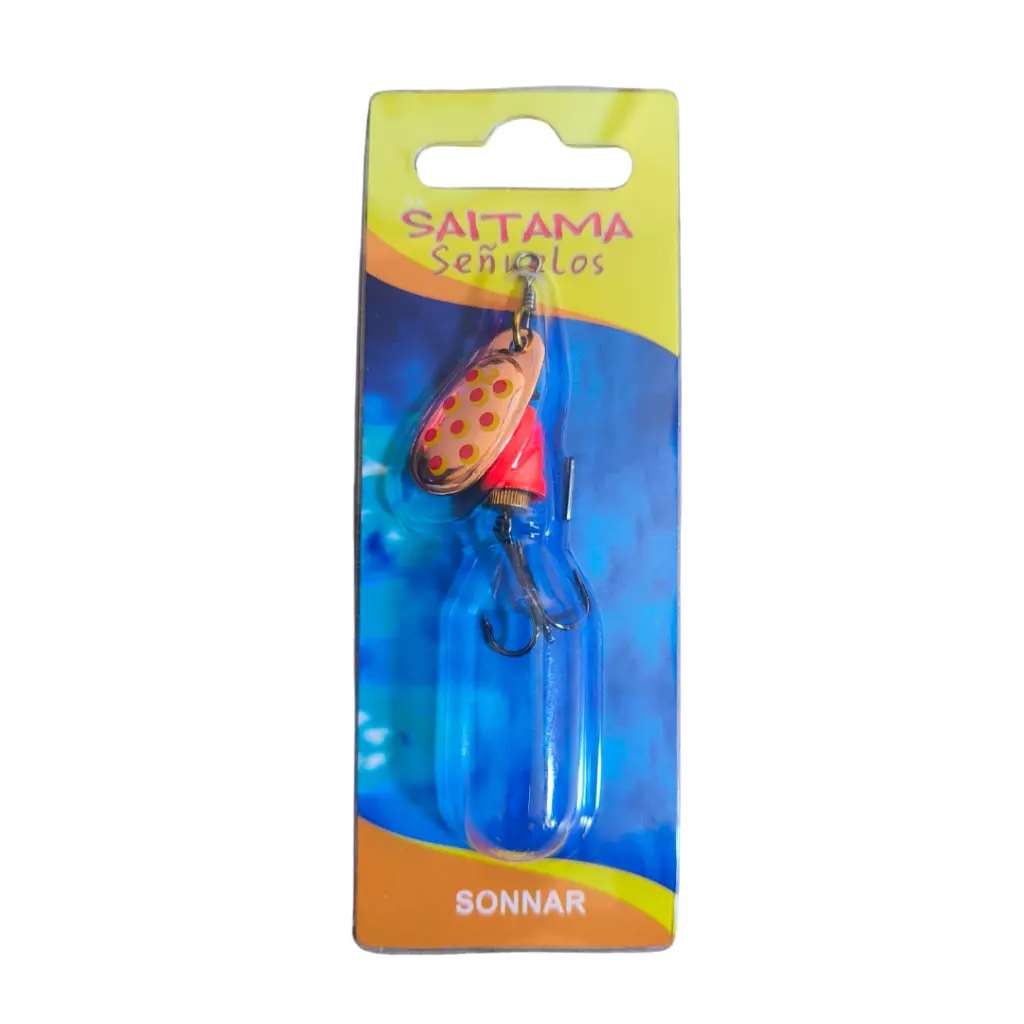 Spinner Saitama #2 5,3g - Cobre puntos rojos - Campana naranja